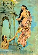 Raja Ravi Varma Urvashi and pururavas oil painting